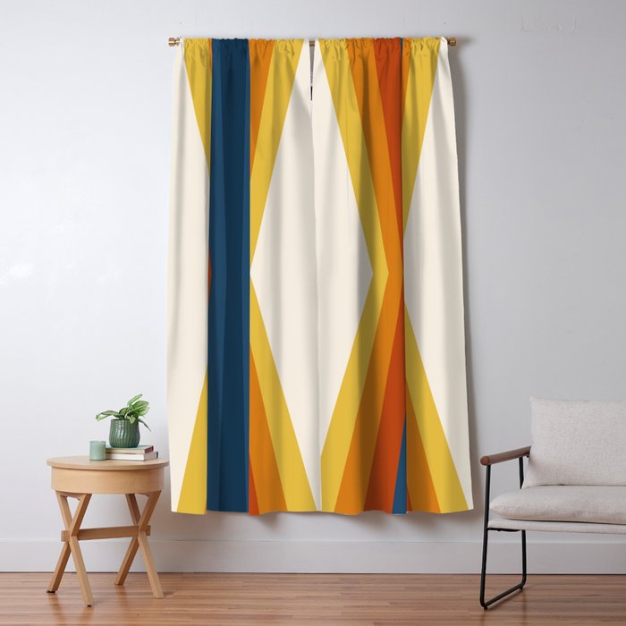 Bright 70's Retro Stripes Reflection Window Curtain Gallery Image 1