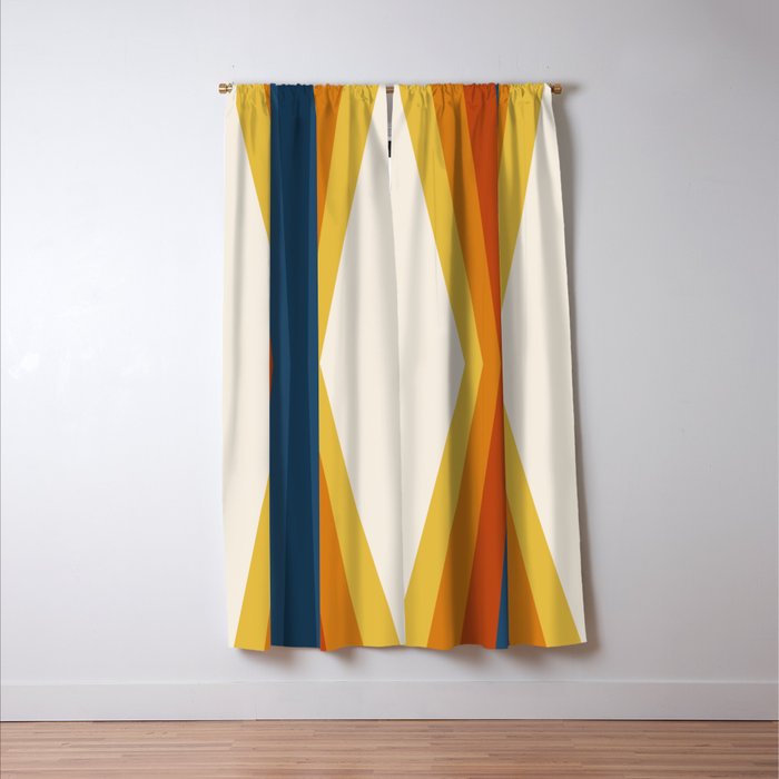 Bright 70's Retro Stripes Reflection Window Curtain Gallery Image 3