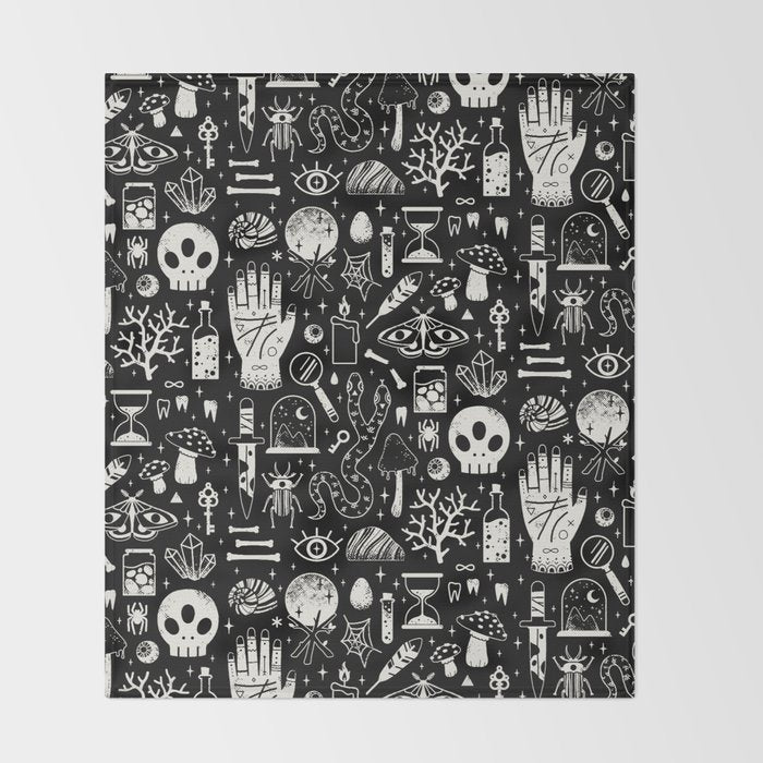 Curiosities: Bone Black Throw Blanket Gallery Image 2