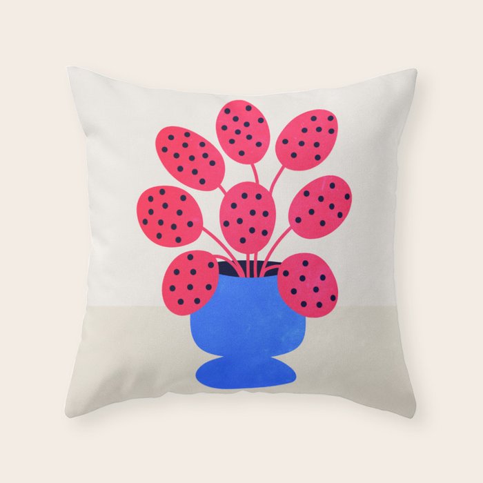 Blueberry Vase & French Fuchsia Leaves: Vases & Stuff 03 Throw Pillow Gallery Image 1
