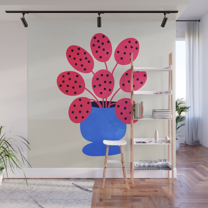 Blueberry Vase & French Fuchsia Leaves: Vases & Stuff 03 Wall Mural Gallery Image 1