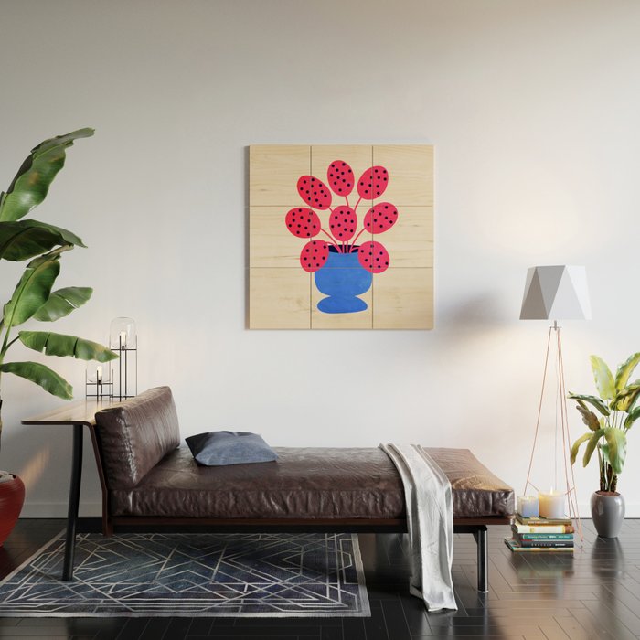 Blueberry Vase & French Fuchsia Leaves: Vases & Stuff 03 Wood Wall Art Gallery Image 2