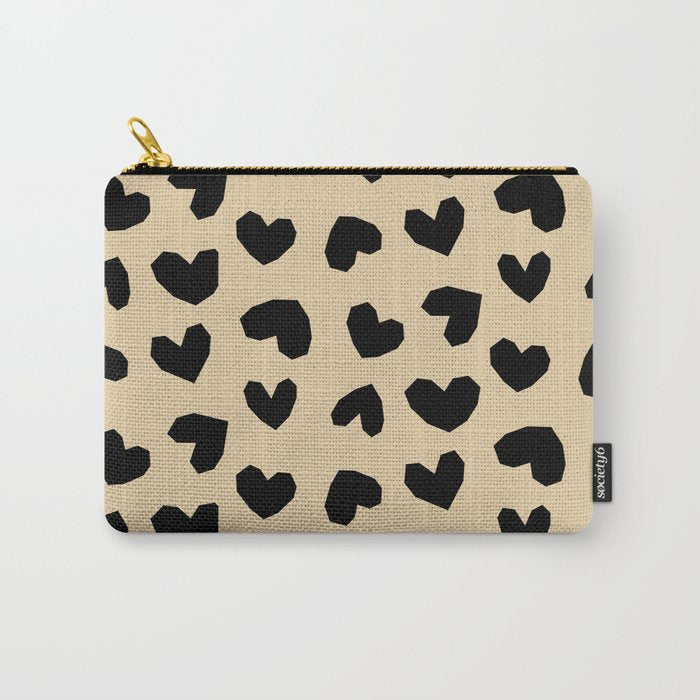 Geometric Hearts pattern black Carry All Pouch Gallery Image 1