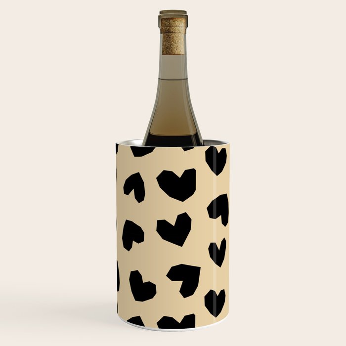 Geometric Hearts pattern black Wine Chiller Gallery Image 2