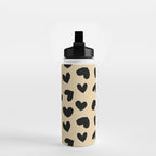 Geometric Hearts pattern black Water Bottle Gallery Image 2