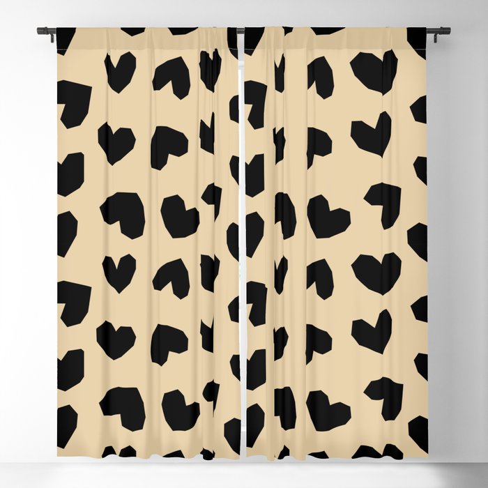 Geometric Hearts pattern black Window Curtain Gallery Image 1