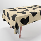 Geometric Hearts pattern black Tablecloth Gallery Image 1