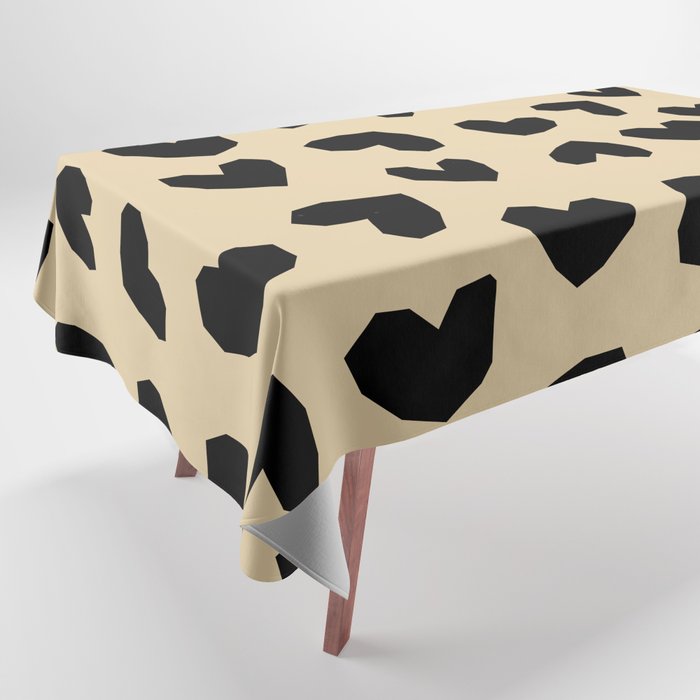 Geometric Hearts pattern black Tablecloth Gallery Image 1