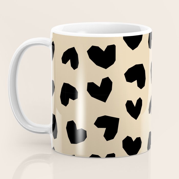Geometric Hearts pattern black Coffee Mug Gallery Image 3