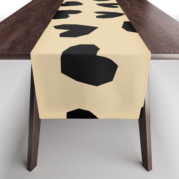 Geometric Hearts pattern black Table Runner Gallery Image 1