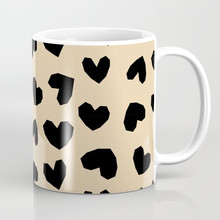 Geometric Hearts pattern black Coffee Mug Gallery Image 1
