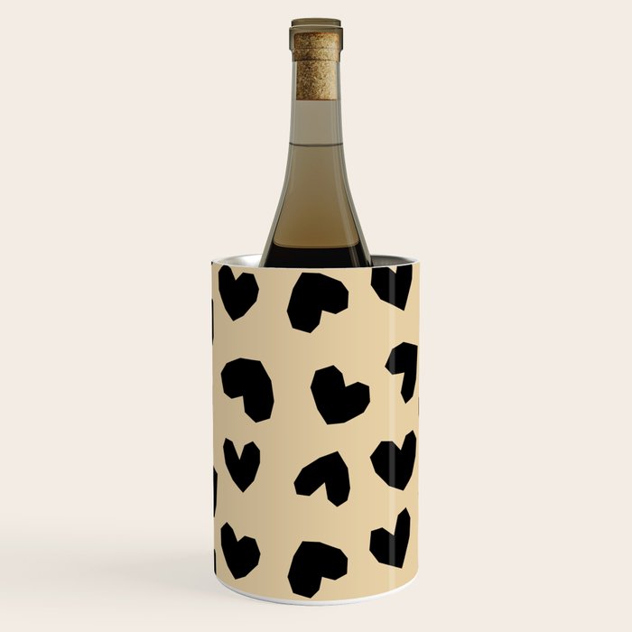 Geometric Hearts pattern black Wine Chiller Gallery Image 1