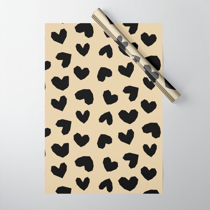Geometric Hearts pattern black Wrapping Paper Gallery Image 1