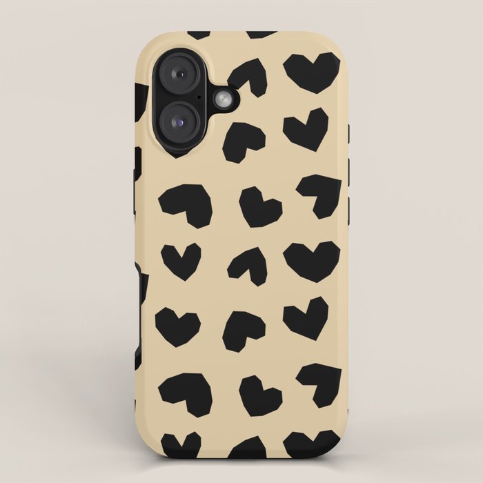 Geometric Hearts pattern black iPhone Case Gallery Image 1