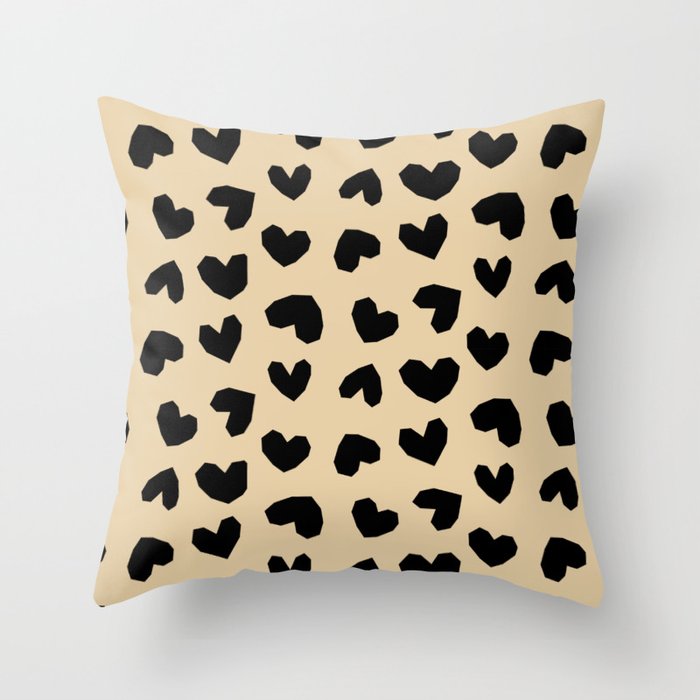 Geometric Hearts pattern black Throw Pillow Gallery Image 6