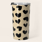 Geometric Hearts pattern black Travel Mug Gallery Image 3