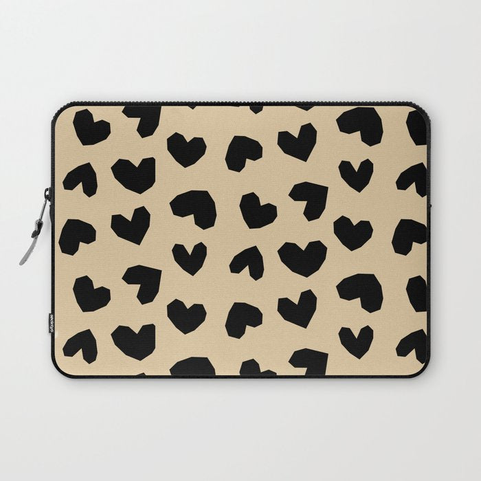 Geometric Hearts pattern black Laptop Sleeve Gallery Image 1