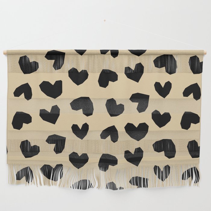 Geometric Hearts pattern black Wall Hanging Gallery Image 1