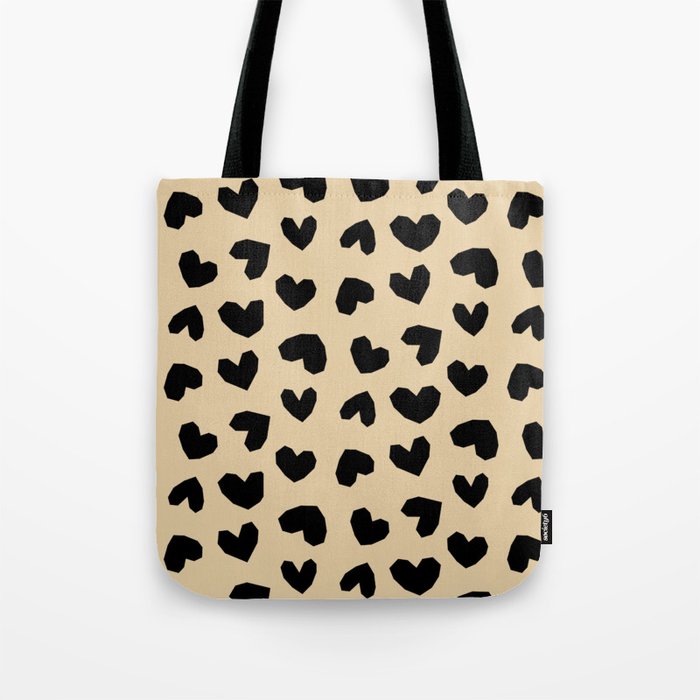 Geometric Hearts pattern black Tote Bag Gallery Image 1
