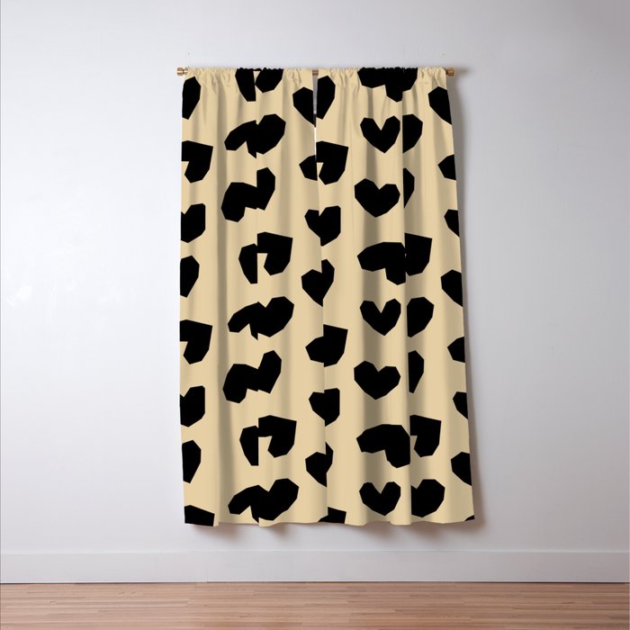 Geometric Hearts pattern black Window Curtain Gallery Image 3