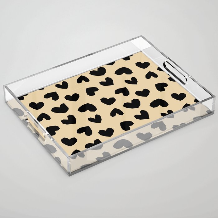 Geometric Hearts pattern black Acrylic Tray Gallery Image 1
