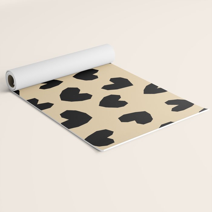 Geometric Hearts pattern black Yoga Mat Gallery Image 2