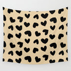 Geometric Hearts pattern black Wall Tapestry Gallery Image 4