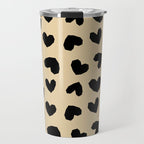 Geometric Hearts pattern black Travel Mug Gallery Image 1
