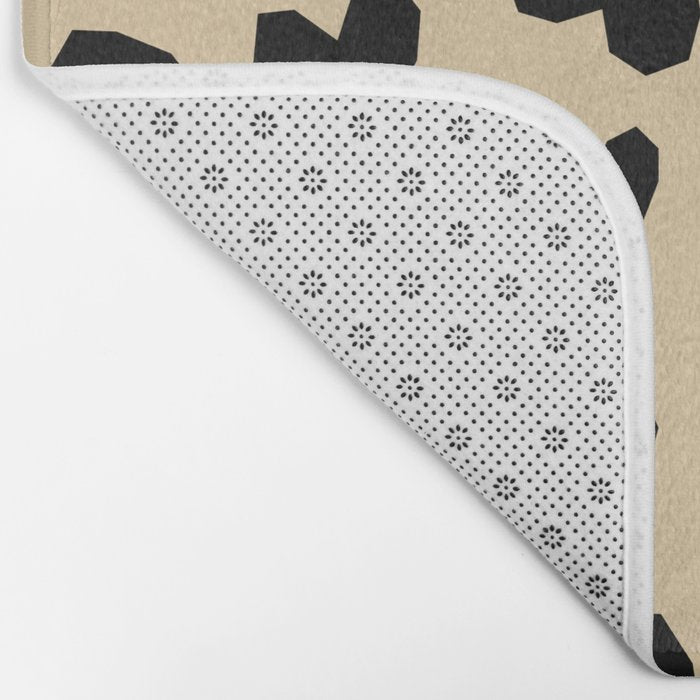 Geometric Hearts pattern black Bath Mat Gallery Image 2