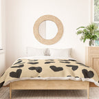 Geometric Hearts pattern black Duvet Cover Gallery Image 3