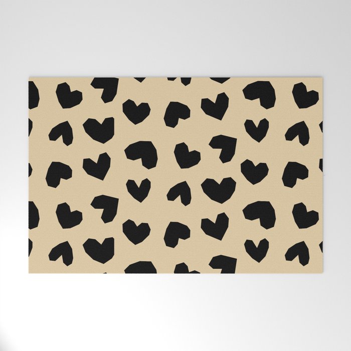 Geometric Hearts pattern black Welcome Mat Gallery Image 1