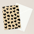 Geometric Hearts pattern black Stationery Card Gallery Image 2
