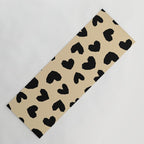 Geometric Hearts pattern black Yoga Mat Gallery Image 1