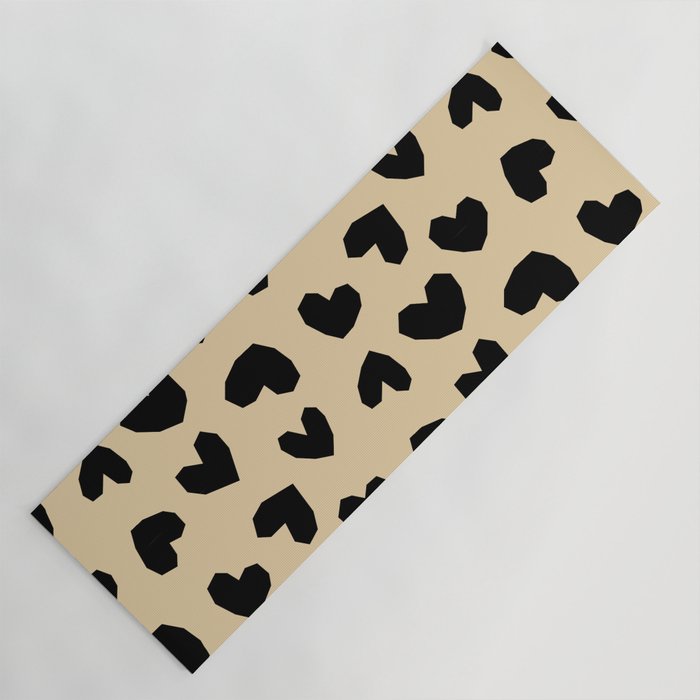 Geometric Hearts pattern black Yoga Mat Gallery Image 1