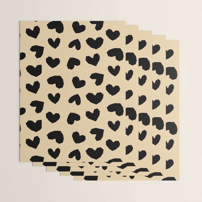 Geometric Hearts pattern black Wrapping Paper Gallery Image 3