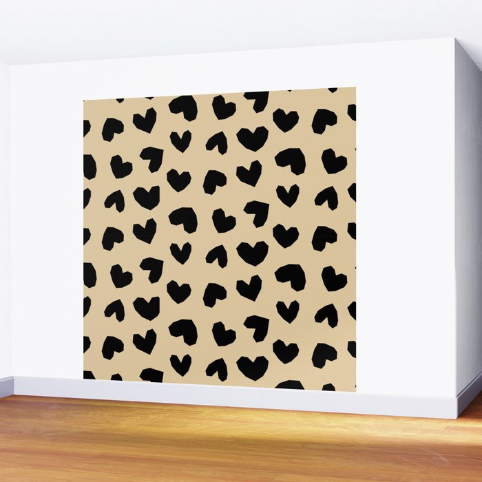 Geometric Hearts pattern black Wall Mural Gallery Image 2