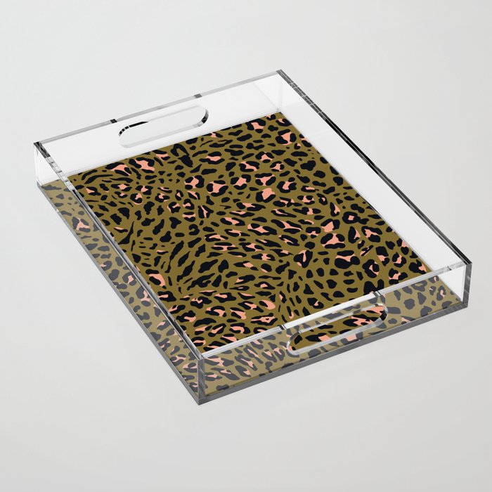 Leopard Spots Olive Acrylic Tray Gallery Image 1