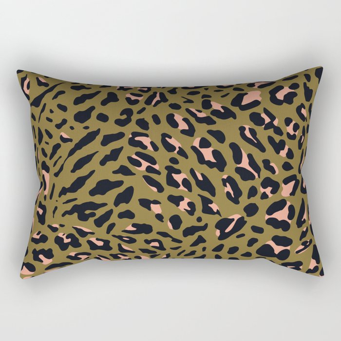 Leopard Spots Olive Rectangular Pillow Gallery Image 2