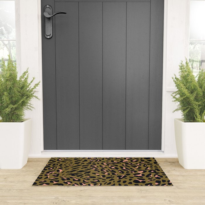 Leopard Spots Olive Welcome Mat Gallery Image 3