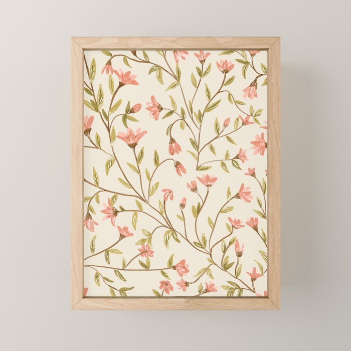 Vintage Floral Pattern Mini Art Print Gallery Image 1