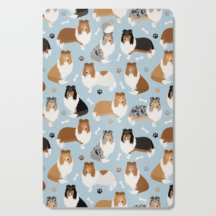 Rough Collie Dog Paws and Bones Pattern Cutting Board Gallery Image 1