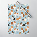 Rough Collie Dog Paws and Bones Pattern Wrapping Paper Gallery Image 1