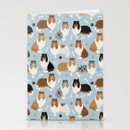 Rough Collie Dog Paws and Bones Pattern Stationery Card Gallery Image 2