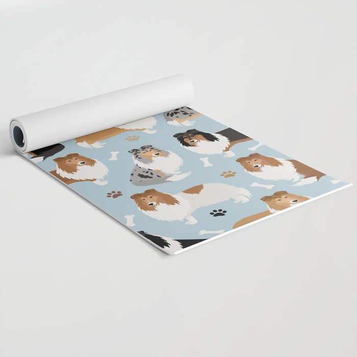 Rough Collie Dog Paws and Bones Pattern Yoga Mat Gallery Image 2