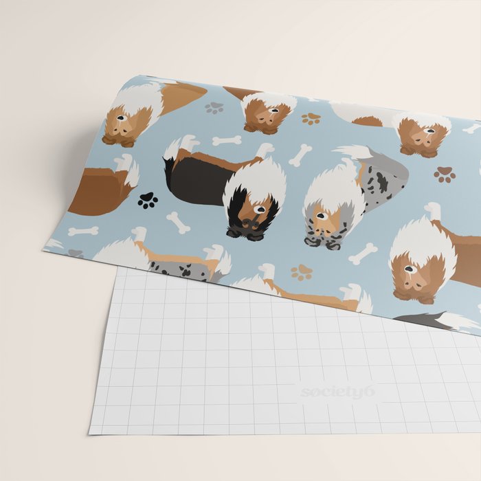 Rough Collie Dog Paws and Bones Pattern Wrapping Paper Gallery Image 2