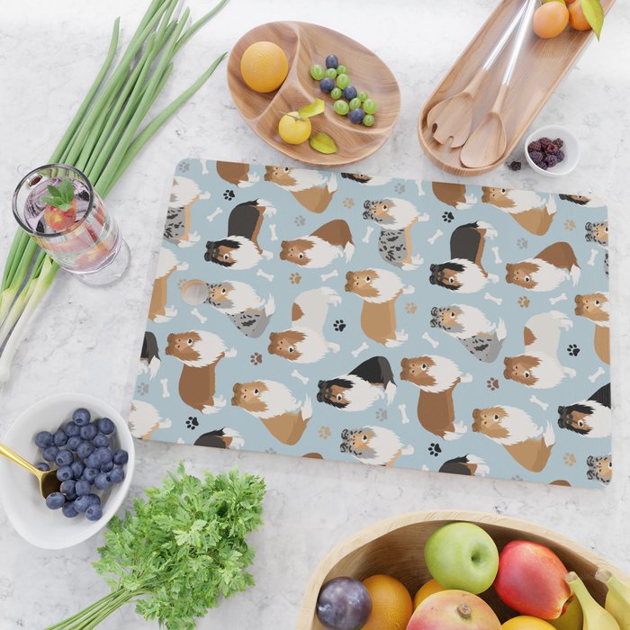Rough Collie Dog Paws and Bones Pattern Cutting Board Gallery Image 2