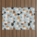 Rough Collie Dog Paws and Bones Pattern Outdoor Rug Gallery Image 1