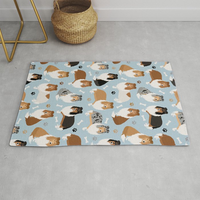 Rough Collie Dog Paws and Bones Pattern Rug Gallery Image 1