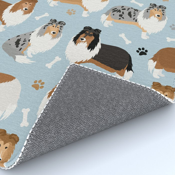 Rough Collie Dog Paws and Bones Pattern Rug Gallery Image 4