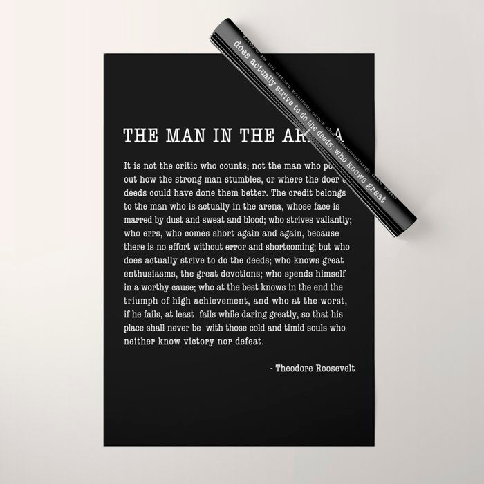 The Man In The Arena, Theodore Roosevelt Quote, Wrapping Paper Gallery Image 1